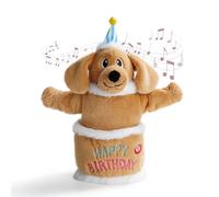 Fuzzwoof Dog Birthday Cake Toy with Music and Singing Interactive Toy, Stuffed Puppy Squeaky Toy with Talking Features, Happy Birthday Gift for Dogs- Dancing Floppy