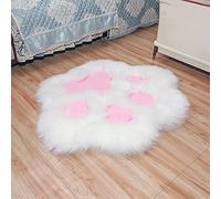 Fuzzy Area Rugs,Fluffy Cat Paw Rugs,Shaggy Decorative Accent Rug,Soft Faux Fur Rug Carpet Washable for Kids Nursery Dorm Room Bedroom (White)