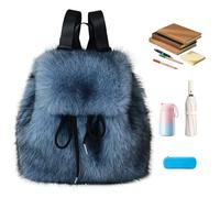 Fuzzy Backpack Furry Faux Hair Drawstring Bookbag