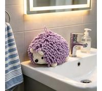 Fuzzy Ball Hand Towel, Chenille Towel with Hanging Loop, Hedgehog Decorative Towels Fuzzy Ball Hand Towels Creative Hand Towel Quick Dry Absorbent for Drying Hand Bath Home (Purple)