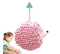 Fuzzy Ball Hand Towels - 19cm, Soft Chenille Hedgehog Drying Towel | Absorbent Quick-Dry - Microfiber Washcloth with Loop - Cute Plush | Decorative HandTowels for Bathroom