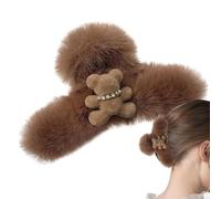 Fuzzy Bear Hair Clip - Large Claw Clip for Thick Hair | Cozy Hair Bar, Adorable Design, Non Slip Hair Accessory for Women, at