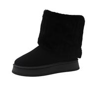 Fuzzy Boots Women Ladies Snow Boots Winter Shoes Boots UK Sale Clearance Suede Boots Fluffy Fur Lined Platform Low Heel Boots Ankle Mid Calf Boots Low Comfy Cosy Warm Anti-Skid Scuff Chelsea Boots