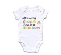 Fuzzy Cactus After Every Storm There is a Rainbow Baby Grow Vest Baby Announcement Pregnancy Announcement (White, 6-12 Months)