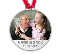 Fuzzy Cactus Memorial Christmas Photo Bauble - Grandad Family Passed In Memory Love Tree Decoration - Add your name and photo (Acrylic, Decoration Only)