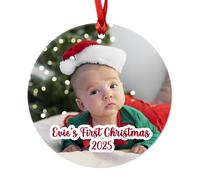 Fuzzy Cactus - New Baby - Babies First Christmas Personalised Photo Bauble Christmas Tree Decoration