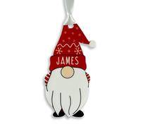 Fuzzy Cactus Personalised Christmas Acrylic Gonk Gnome Elf Bauble - Choose from four colours - Add any name! (Red, Decoration Only)