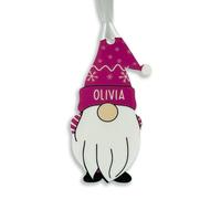 Fuzzy Cactus Personalised Christmas Acrylic Gonk Gnome Elf Bauble - Choose from four colours - Add any name! (Pink, Decoration Only)