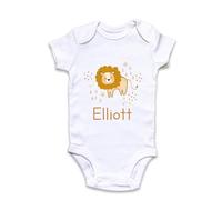Fuzzy Cactus Personalised Lion Baby Grow Vest Baby Announcement Add any Name Pregnancy Announcement First Outfit (White, 6-12 Months)