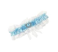 Fuzzy Cactus White and Blue Diamanté Heart Garter - Bridal Something Blue Wedding Favour Bride to Be Hen Party Night Do Accessory