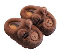 Fuzzy Capybara Slippers for Women/Men,Cute Warm Winter Wear Home Cozy Indoor Shoes with Non-Slip Soles (N, One Size, Adult, Men, 5, Numeric Range, UK Footwear Size System, 6, Medium)