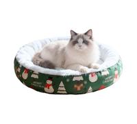 Fuzzy Cat Mat | Christmas Round Calming Comfortable Pet Sofa - Puppy Crate Kennel Sleeping Mat | for Home Dorm Apartment Living Room Balcony