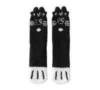 Fuzzy Cat Socks Cozy Slipper Socks Winter Sleeping Socks With Cat Pattern For Women Girls Wells Socks (E, One Size)