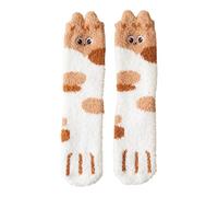 Fuzzy Cat Socks Cozy Slipper Socks Winter Sleeping Socks With Cat Pattern For Women Girls Wells Socks (B, One Size)