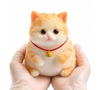Fuzzy Cat Squishy Toy, Chubby Kitty Squeeze Figure，Golden Bell - 1 Count