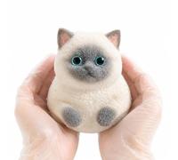 Fuzzy Cat Squishy Toy, Chubby Kitty Squeeze Figure，Sleepy White - 1 Count