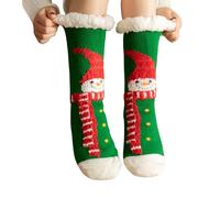 Fuzzy Christmas Socks for Women, Fuzzy Christmas Socks, Sherpa Lined Warm Cozy Winter Xmas Cabin Sock Indoor 2025 Stocking Stuffers for Women Green One Size