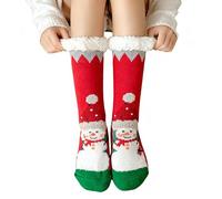 Fuzzy Christmas Socks for Women, Fuzzy Christmas Socks, Sherpa Lined Warm Cozy Winter Xmas Cabin Sock Indoor 2025 Stocking Stuffers for Women Red One Size