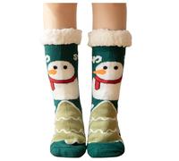 Fuzzy Christmas Socks for Women, Fuzzy Christmas Socks, Sherpa Lined Warm Cozy Winter Xmas Cabin Sock Indoor 2025 Stocking Stuffers for Women Green One Size
