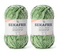 Fuzzy Chunky Chenille Yarn for Crocheting，Soft Plush Yarn for Hand Knitting，Bulky 2x100g （2x49.2yd） Baby Blanket Yarn for Crocheting Amigurumi Yarns，Crochet Fluffy Velvet Yarn (2 Avocado Green)