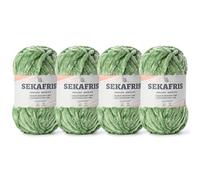 Fuzzy Chunky Chenille Yarn for Crocheting，Soft Plush Yarn for Hand Knitting，Bulky 4x100g （4x49.2yd） Baby Blanket Yarn for Crocheting Amigurumi Yarns，Crochet Fluffy Velvet Yarn (4 Avocado Green)