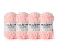 Fuzzy Chunky Chenille Yarn for Crocheting，Soft Plush Yarn for Hand Knitting，Bulky 4x100g （4x49.2yd） Baby Blanket Yarn for Crocheting Amigurumi Yarns，Crochet Fluffy Velvet Yarn (4 Pale Pink)