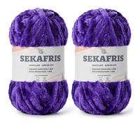 Fuzzy Chunky Chenille Yarn for Crocheting，Soft Plush Yarns for Hand Knitting，Bulky 2x100g（2x49.2 yd） Baby Blanket Yarn for Crocheting Amigurumi，Crochet Fluffy Velvet Yarns (2 Dewberry)