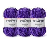 Fuzzy Chunky Chenille Yarn for Crocheting，Soft Plush Yarns for Hand Knitting，Bulky 3x100g（3x49.2 yd） Baby Blanket Yarn for Crocheting Amigurumi，Crochet Fluffy Velvet Yarns (3 Dewberry