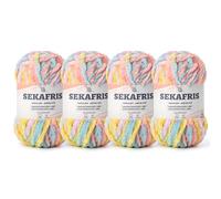 Fuzzy Chunky Chenille Yarn for Crocheting，Soft Plush Yarns for Hand Knitting，Bulky 4x100g（4x49.2 yd） Baby Blanket Yarn for Crocheting Amigurumi，Crochet Fluffy Velvet Yarns (4 Macaron)