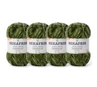 Fuzzy Chunky Chenille Yarn for Crocheting，Soft Plush Yarns for Hand Knitting，Bulky 4x100g（4x49.2 yd） Baby Blanket Yarn for Crocheting Amigurumi，Crochet Fluffy Velvet Yarns (4 Army Green)