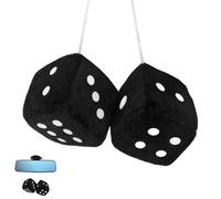 Fuzzy Dice for Rear View Mirror, Fuzzy Dice for Car Mirror, Car Mirrors Hanging Accessories, Soft Automotive Accessories, Plush Retro Square Hanging Dices, Black