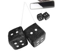 Fuzzy Dice For Rear View Mirror, Retro Square Plush Car Pink With White Dots Aesthetic Cute Accessories Decoration Furry Interior Ornament Dices Personalised Soft Vintage