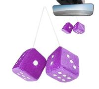 Fuzzy Dice For Rear View Mirror, Retro Square Plush Car Pink With White Dots Aesthetic Cute Accessories Decoration Furry Interior Ornament Dices Personalised Soft Vintage