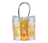 Fuzzy Ducks Aromas Easter Bath Set, Fizz Pop Bunny Bubble Bath, Tropi Chick Body Wash, Rubber Duck Toy, Gift Bag