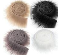 Fuzzy Fabric, 4Pcs Therian Mask DIY Kit Faux Fuzzy Fabric 2x0.6 Furry Fabric for Halloween Mask Made Easy to Cut Soft Craft Furr Trim Fuzzy Fabric, Faux Furr for DIY Gear Masquerade Cosplay