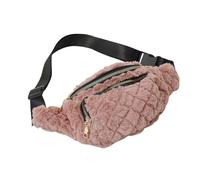 Fuzzy Fanny Pack for Women Quilted Grid Belt Bum Bag with Adjustable Strap Waist Pouch Casual Crossbody Purse for Travel, Pink, One Size
