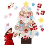 Fuzzy Felt Christmas Tree for Kids Toddler,3.28ft Interactive Montessori Felt Christmas Tree Decorations,Brown Velcro Xmas Trees with 30 Ornaments for Childrens Xmas Gifts Home Door Wall Window Decor