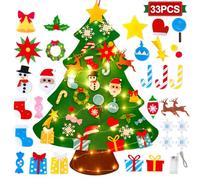 Fuzzy Felt Felt Christmas Tree Decorations - DIY Felt Christmas Tree For Toddlers With 34Pcs Detachable Christmas Ornaments,Wall Christmas Tree,Kids Xmas Tree For Home Door Window Christmas Decoration