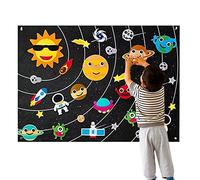 Fuzzy Felt Story Board Set for Kids, 105cm Dinosaur/Farm Animals/Solar System/Animals Storytelling Game for Children, Portable Preschool Educational Interactive Toy Boys Girls