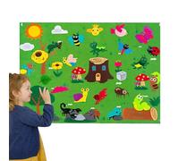 Fuzzy Felt Story Board Set for Kids, Dinosaur/Farm/City Train/Ins-ects/Letter Storytelling Game for Children, Portable Preschool Educational Interactive Toy Boys Girls, 104x75cm