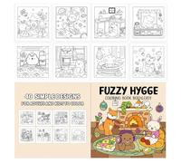 Fuzzy H-ygge:Cute And Cozy Coloring Book For Adults Teens, 40 Pages Winter Animal Colouring Book, Cosy Colouring Book Stress Relief For Friends, Little Corner Colouring Book For Adults Kids Relaxation