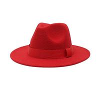 Fuzzy Hats Men's and Women's Solid Ribbon Bucket Hat Jazz British Hat Bucket Hat Rain Festival (Red, M)