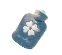 Fuzzy Hot Water Bottle with Soft Cover, Hand Feet Warmer, Reusable Hot Water Bag for Pain Relief, for Neck, Shoulder Pain and Menstrual Cramps, Hot Compress and Cold Therapy(Blue,1000ML)