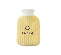 Fuzzy Hot Water Bottle with Soft Cover, Hand Feet Warmer, Reusable Hot Water Bag for Pain Relief, for Neck, Shoulder Pain and Menstrual Cramps, Hot Compress and Cold Therapy(Yellow)