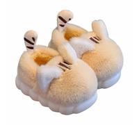 Fuzzy Kids Slippers Closed Toe Fleece Cute Animal Girls Slippers Memory Foam Non Slip Cozy Warm Winter Soft Children's Novelty Indoor Outdoor Shoes for Toddler Little Kid/Big Kid Yellow