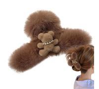 Fuzzy Plush Claw Clip Large Plush Bear Crab Hair Clips Catch Barrette