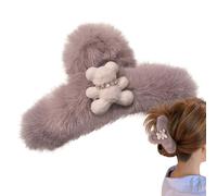 Fuzzy Plush Claw Clip Large Plush Bear Crab Hair Clips Catch Barrette