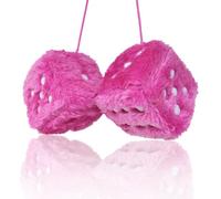 Fuzzy Plush Dice, Universal Fashionable Car Square Decoration Easy to Install Dice Car Hanging Furry Dice with Dots for Car Rearview Mirror