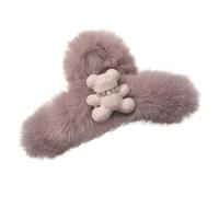 Fuzzy Plush Hair Claw - Soft Faux Furs Hairs Grip, Warm Winter Claws Accessory | Cute Animal Shape Plush, Thick Hairs Holding Claw, Aesthetic Bear Style Hair Clamp Daily Use Occasions