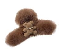 Fuzzy Plush Hair Claw - Soft Faux Furs Hairs Grip, Warm Winter Claws Accessory | Cute Animal Shape Plush, Thick Hairs Holding Claw, Aesthetic Bear Style Hair Clamp Daily Use Occasions
